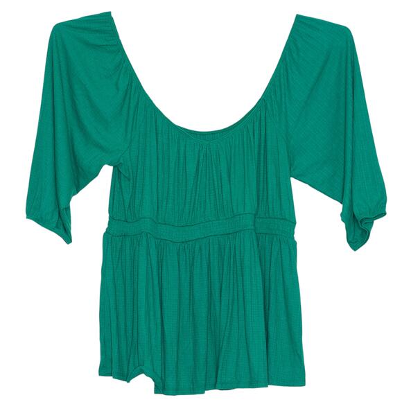 NWT Torrid Top 3/4 Sleeve Smocked Waist Milkmaid Boho Peasant Cottage Green 4 4X - Picture 2 of 6